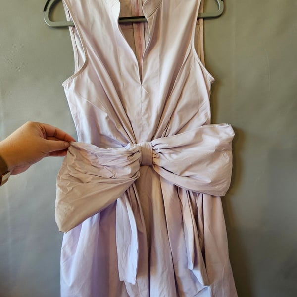 Anthropologie Porridge V-Neck Bow-Front Mini Dress Light Purple Size M