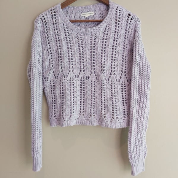 Aeropostale Lavender Purple Open Knit Cropped Sweater Size S