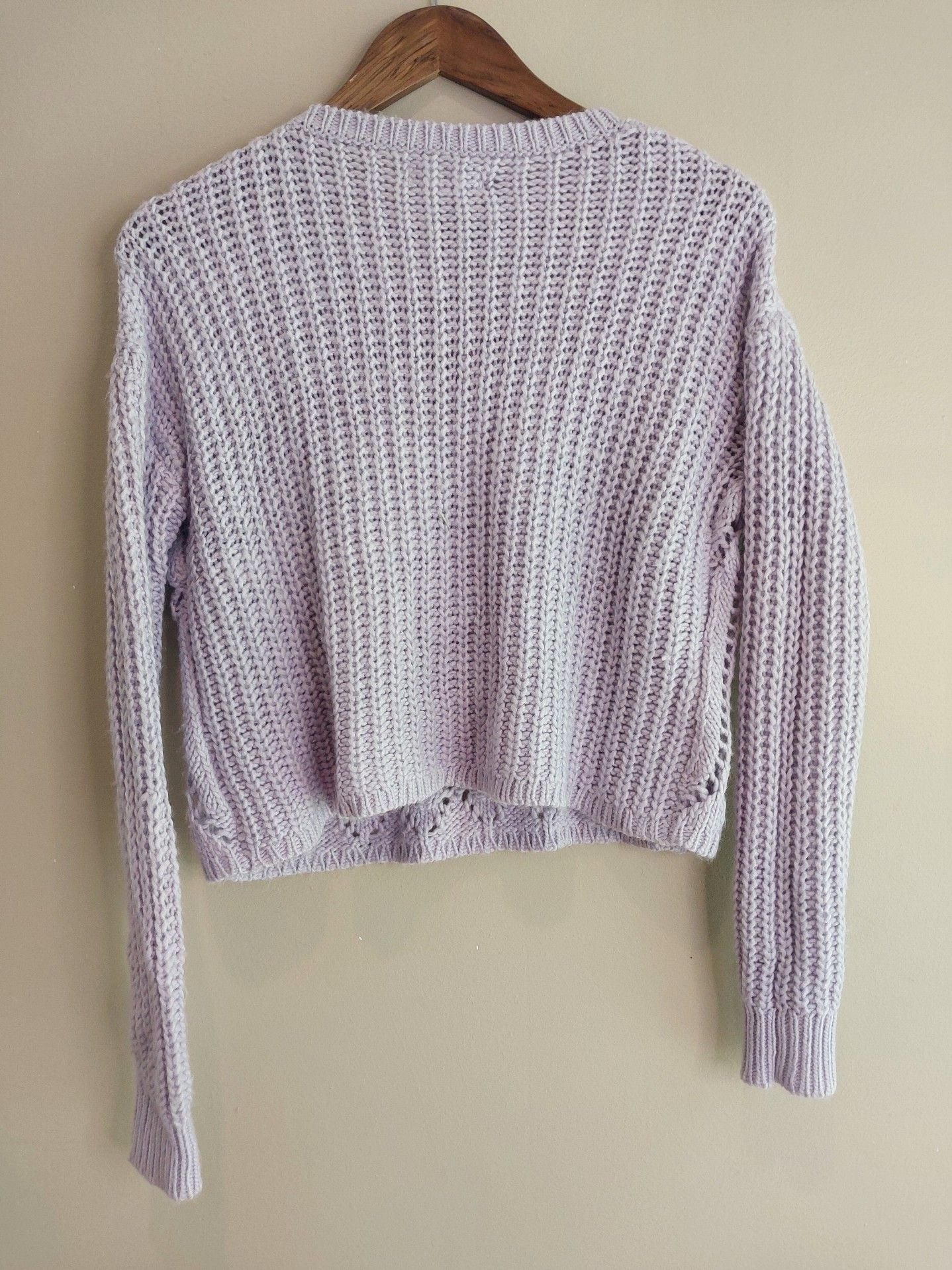 Aeropostale Lavender Purple Open Knit Cropped Sweater Size S 7