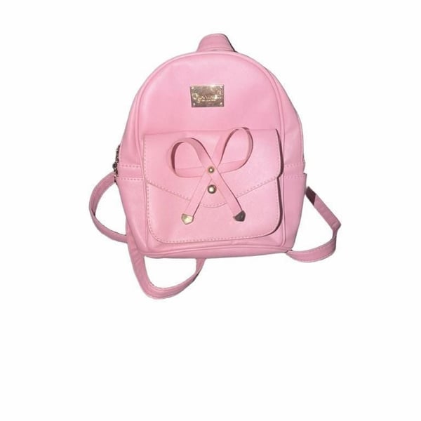 Ihayner Pink Bowknot Cute Leather Mini Backpack Purse