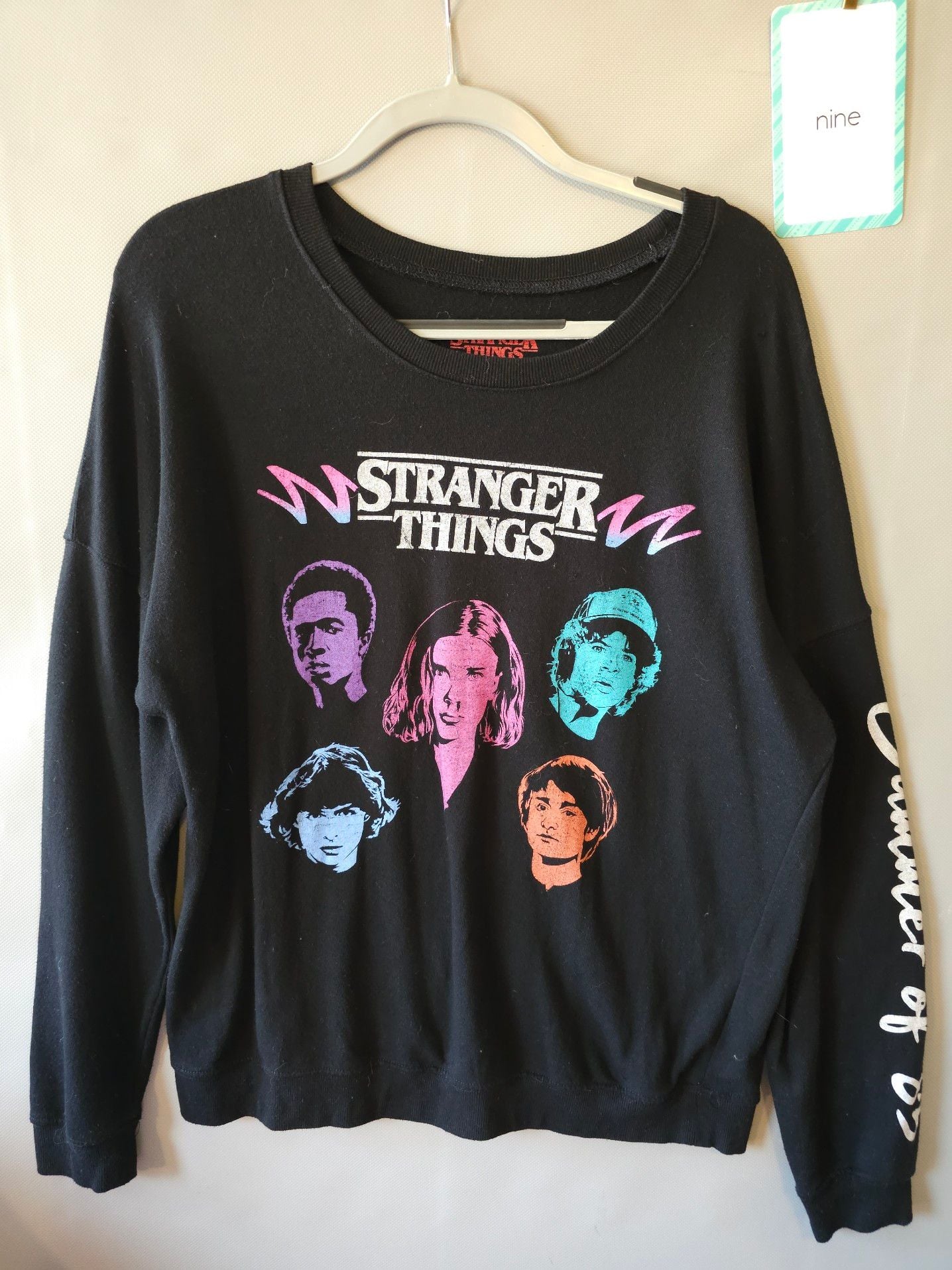 Stranger Things Summer of 85 Black Graphic Long Sleeve Pullover Sweatshirt XXL Netflix Official 2