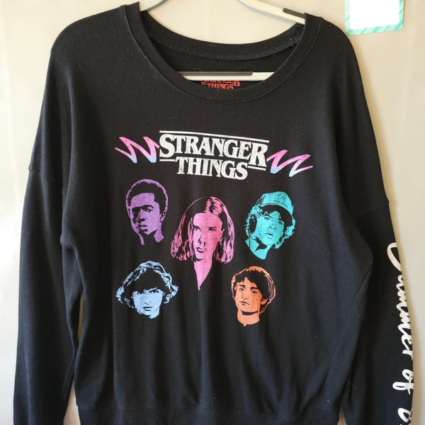 Stranger Things Summer of 85 Black Graphic Long Sleeve Pullover Sweatshirt XXL Netflix Official