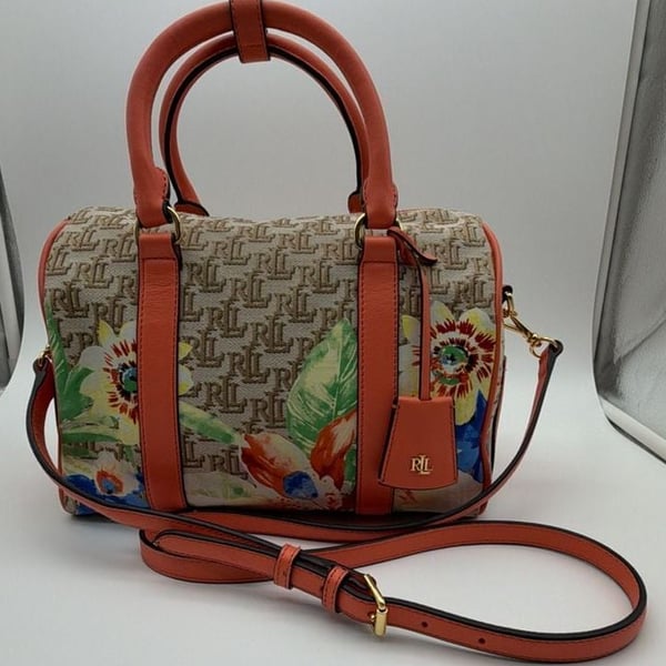 Lauren Ralph Lauren Monogram Jacquard Floral Medium Kaden Satchel Crossbody Bag