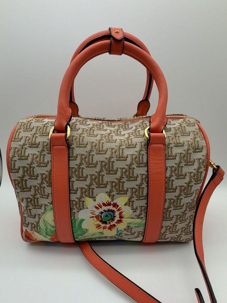 Lauren Ralph Lauren Monogram Jacquard Floral Medium Kaden Satchel Crossbody Bag 7