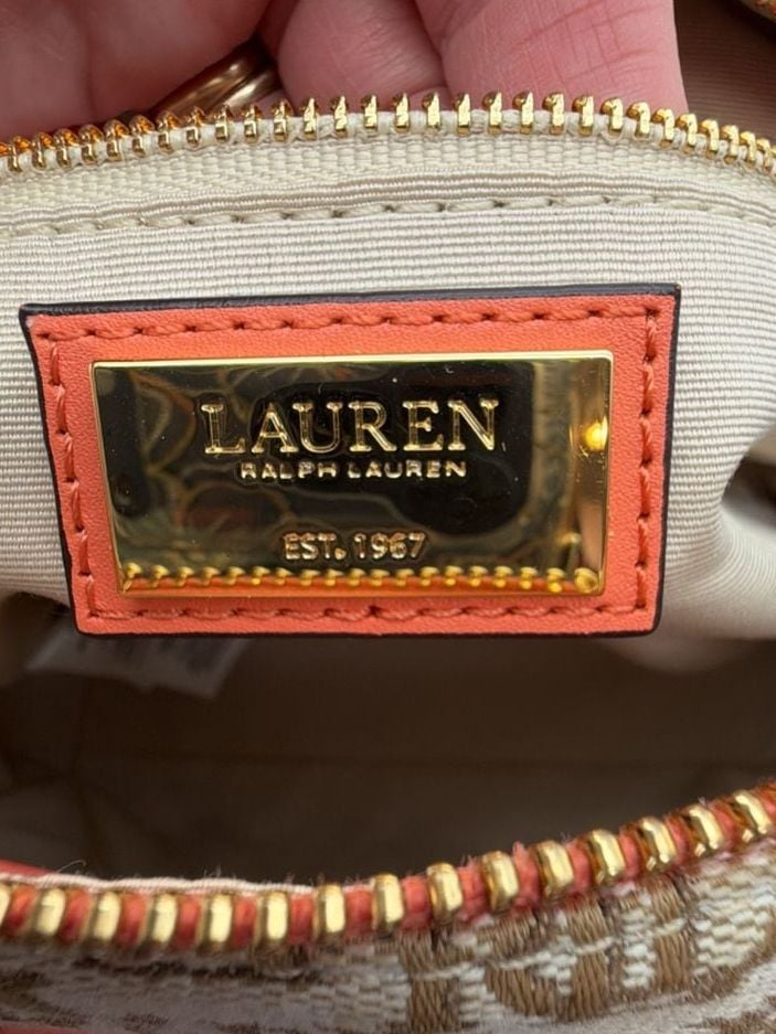 Lauren Ralph Lauren Monogram Jacquard Floral Medium Kaden Satchel Crossbody Bag 9