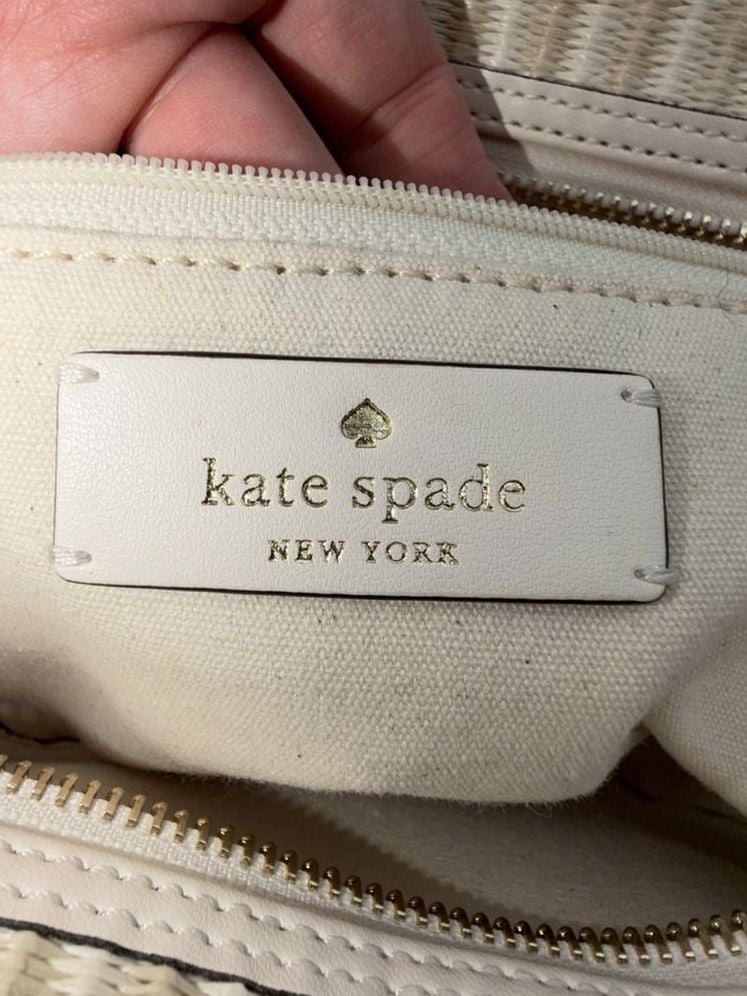 Kate Spade Ella Dottie Ladybug Embroidered Straw Small Tote Crossbody Bag 11