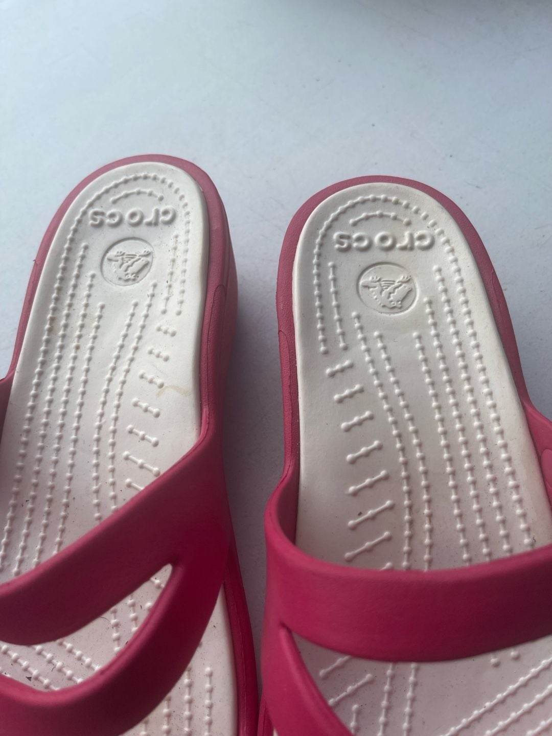 Crocs Patricia Wedge Sandals Pink and White Women's Size W10 5