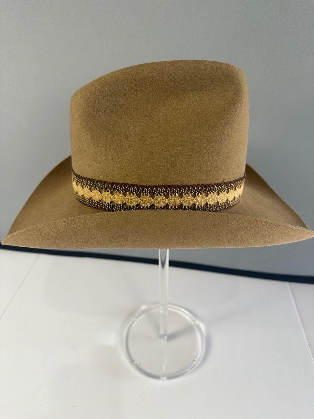 Vintage Stetson 5X Beaver Brown Felt Cowboy Hat Cattleman Western Size 7 USA 8