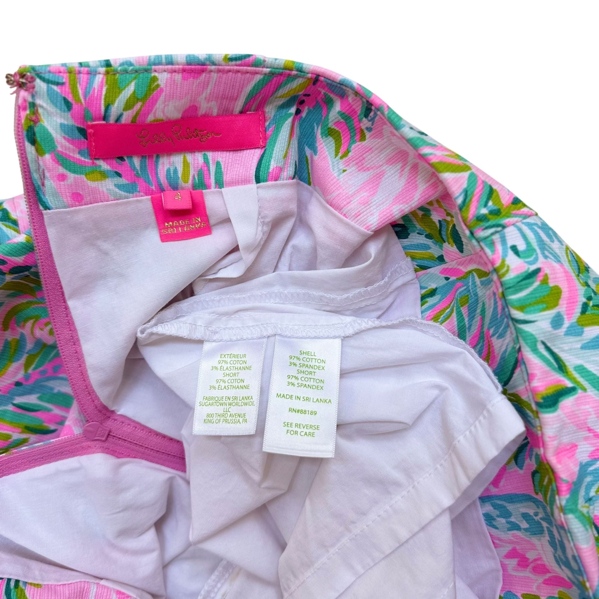 Lilly Pulitzer Women’s Pink Tropical Floral Skort Size 4 Cotton Stretch 3