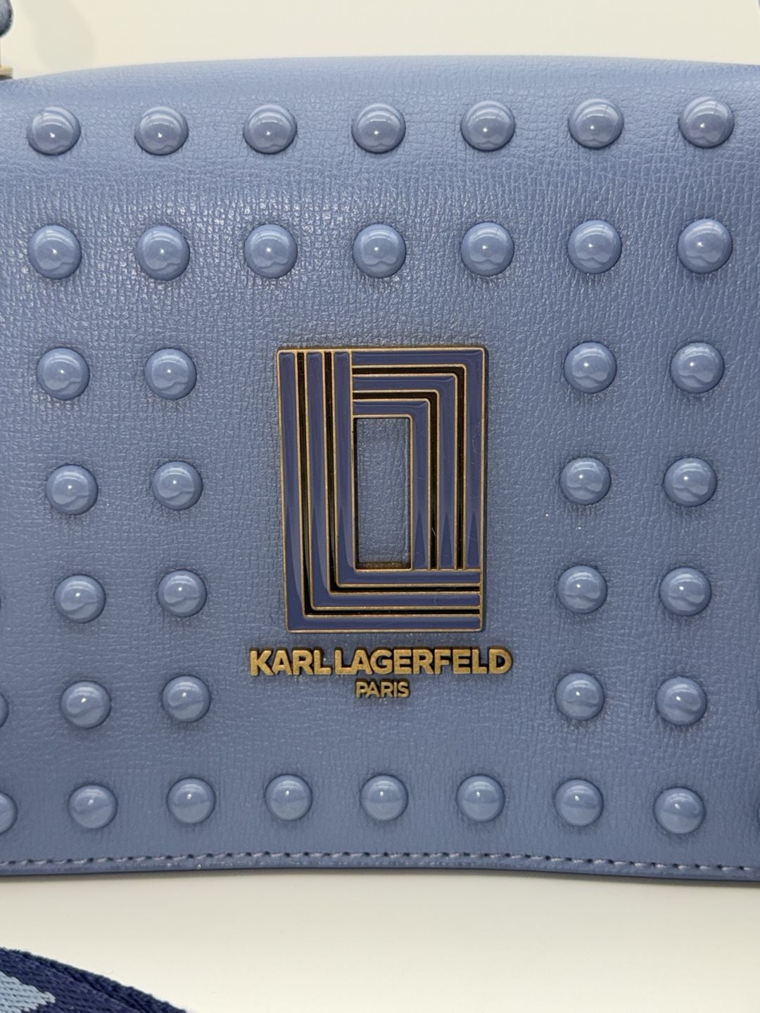 Karl Lagerfeld Paris Simone Dots Crossbody Blue Fog Structured Handbag 3