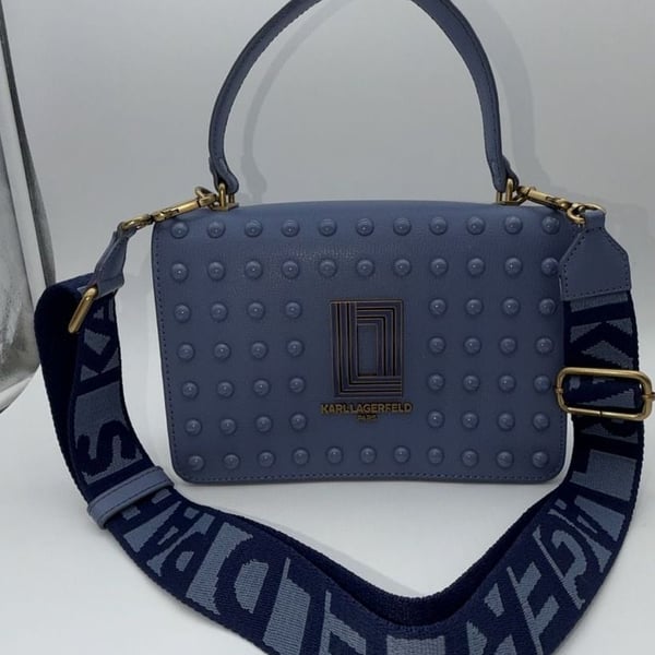 Karl Lagerfeld Paris Simone Dots Crossbody Blue Fog Structured Handbag