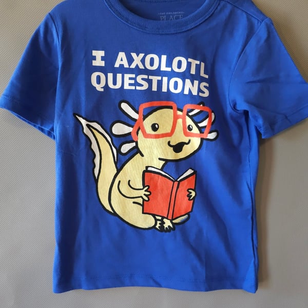 The Children's Place Boys Short Sleeve Axolotl Questions Graphic Tee Blue Size 3T