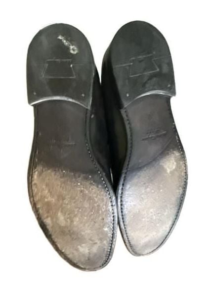 Salvatore Ferragamo Men's Charcoal Gray Burnished Leather Loafers Size 11 D 4