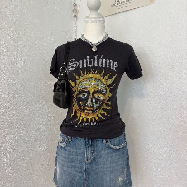 Sublime Long Beach CA Sun Logo Graphic T-Shirt Charcoal Gray XS
