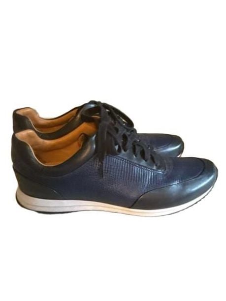 Hugo Boss Dark Blue Leather Low Top Sneakers Size 44 3