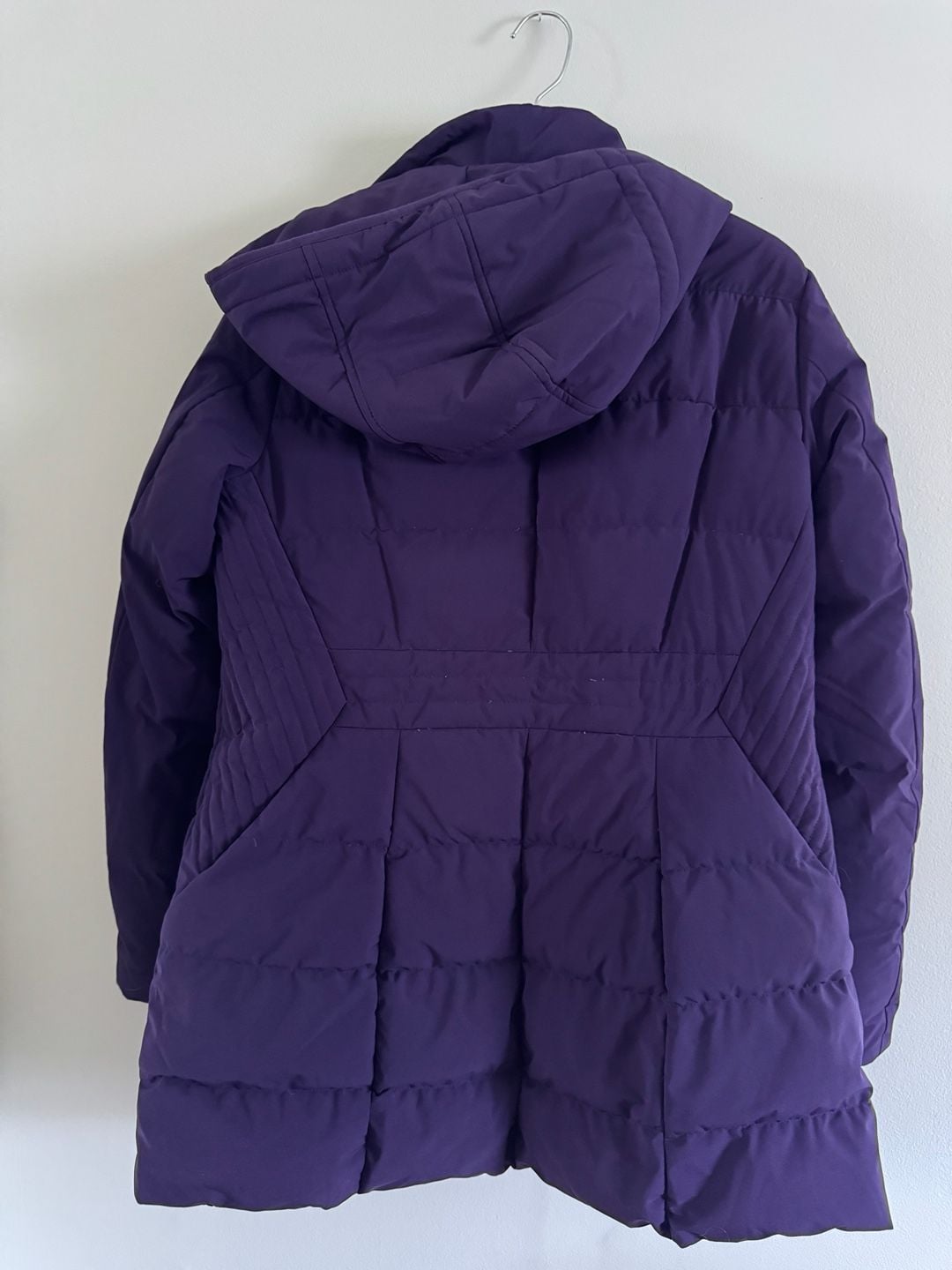 Lands' End Quilted Stretch Down Coat Purple Women's Size S 6-8 Hooded Puffer Jacket 3