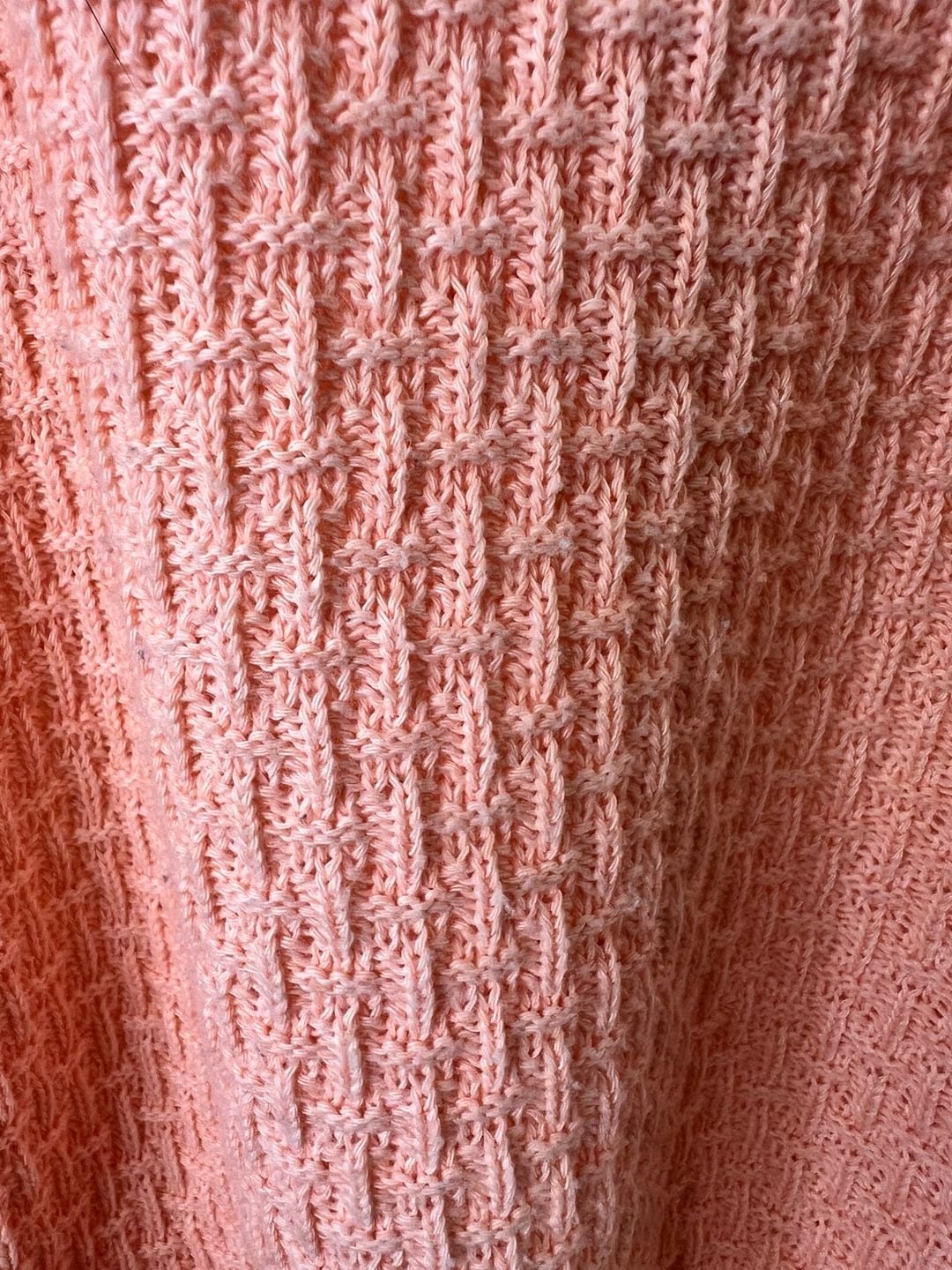 Vintage Kate Collins Short Sleeve Textured Knit Sweater Pink USA Made 5