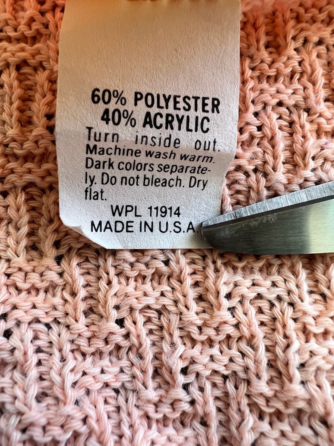 Vintage Kate Collins Short Sleeve Textured Knit Sweater Pink USA Made 6