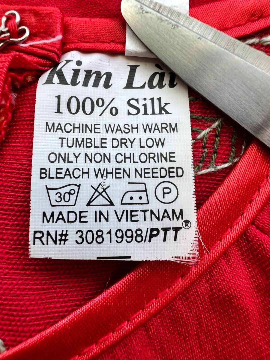 Kim Lai 100% Silk Red Floral Embroidered Cheongsam Dress Size S 8