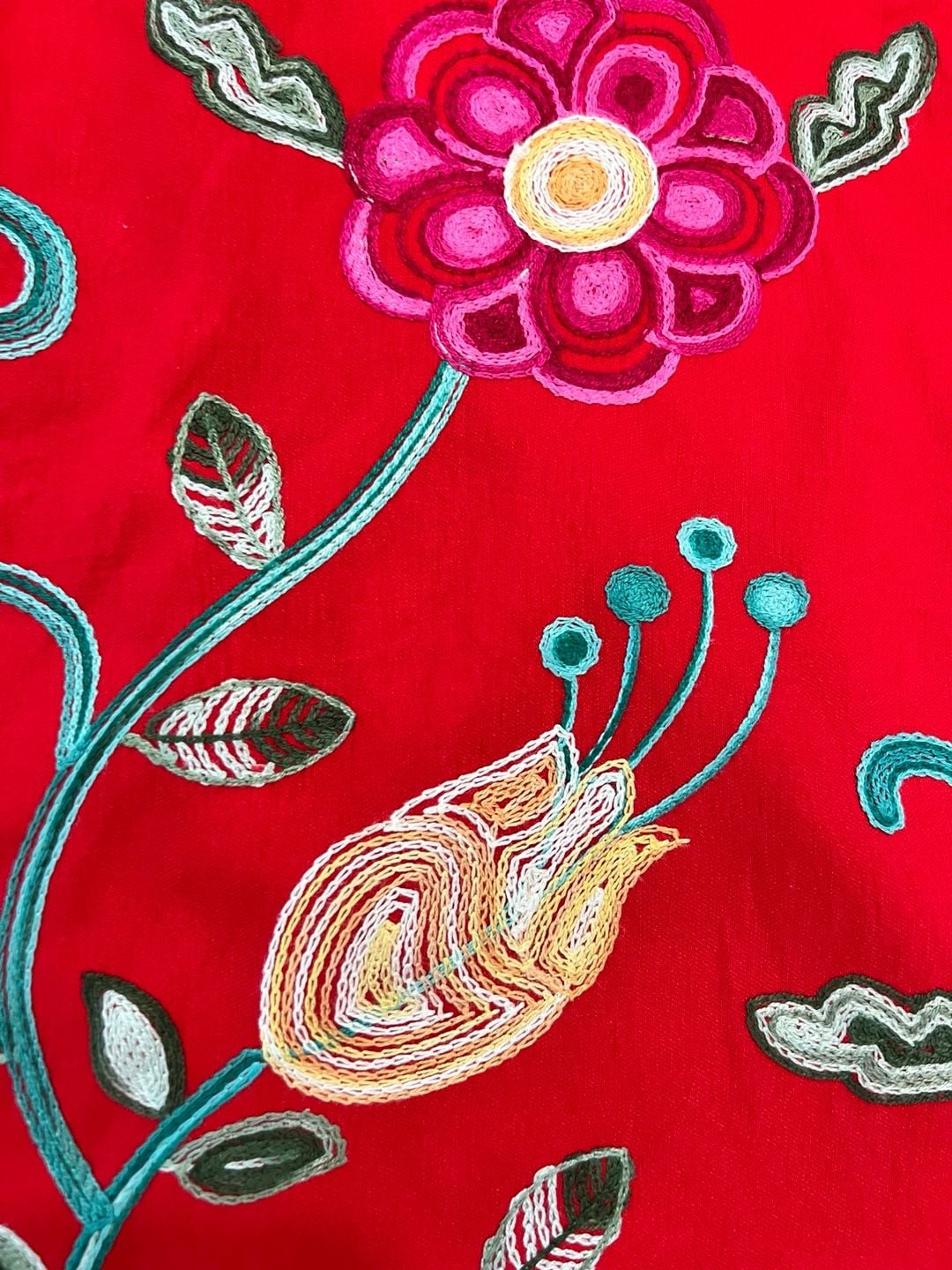 Kim Lai 100% Silk Red Floral Embroidered Cheongsam Dress Size S 9