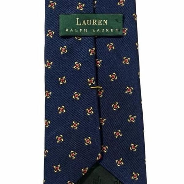 Lauren Ralph Lauren Blue Geometric Print Silk Necktie