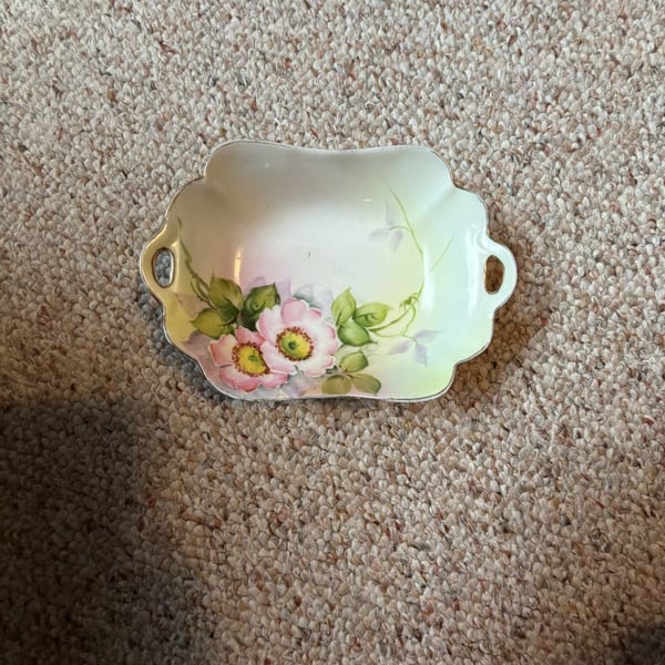 Vintage Noritake Hand Painted Porcelain Open Handle Pink Rose Floral