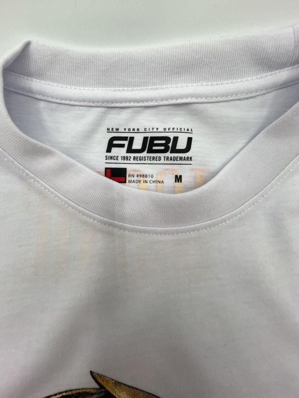 FUBU Iconic Dragon and Eagle Graphic Rhinestone Studded White T-Shirt Medium 4