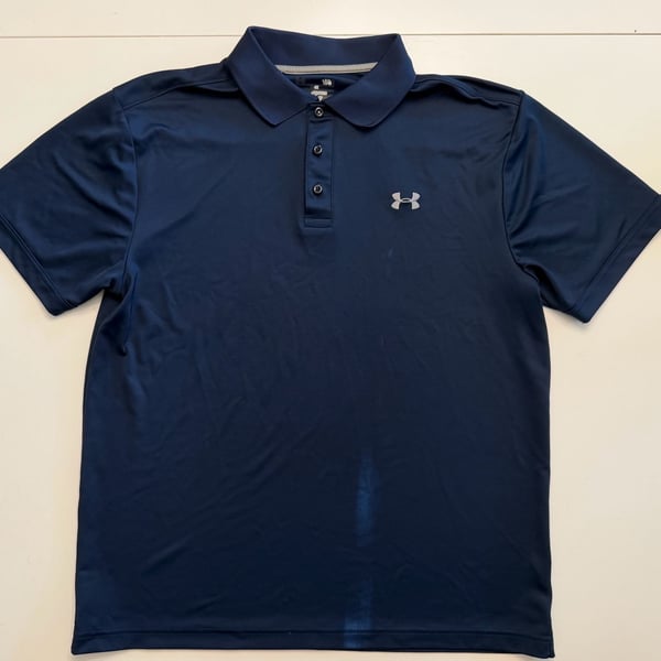 Under Armour Performance Heat Gear Golf Polo Navy Blue Mens
