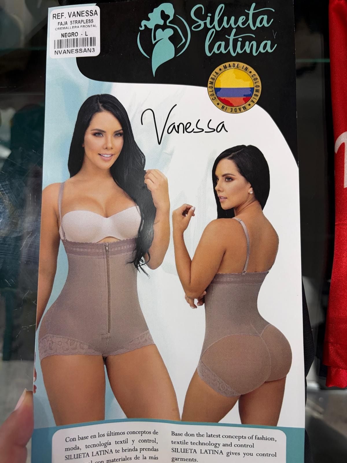 Small Silueta Latina Vanessa Strapless Faja Front Zipper Body Shaper Negro L 1