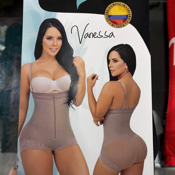 Small Silueta Latina Vanessa Strapless Faja Front Zipper Body Shaper Negro L