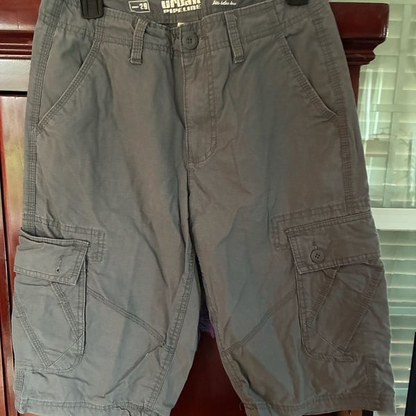 Urban Pipeline Men's Cargo Shorts, Gray, Size 29