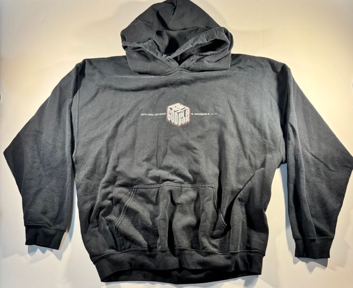 Gildan Heavy Blend Black Don't Put God In A Box Graphic Hoodie XL 2