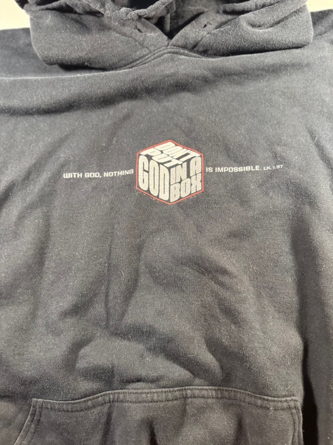 Gildan Heavy Blend Black Don't Put God In A Box Graphic Hoodie XL 4