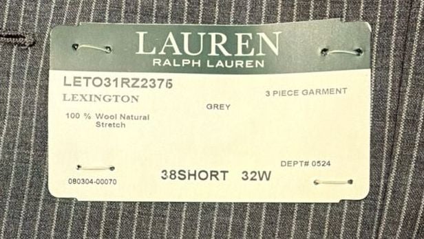 Lauren Ralph Lauren Lexington Grey Pinstripe Wool Vest Waistcoat 38 Short 3