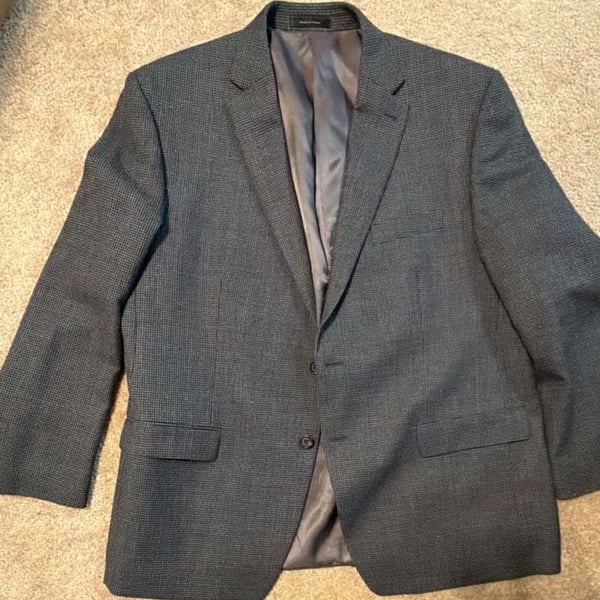 Lauren Ralph Lauren Mens Gray Houndstooth 100% Wool Two-Button Sport Coat Blazer Size 48R