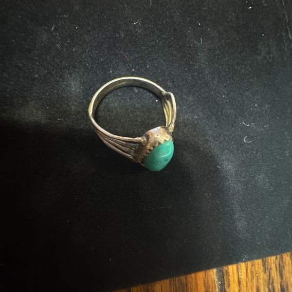 Vintage Native American Navajo Sterling Silver Turquoise Split Shank Ring
