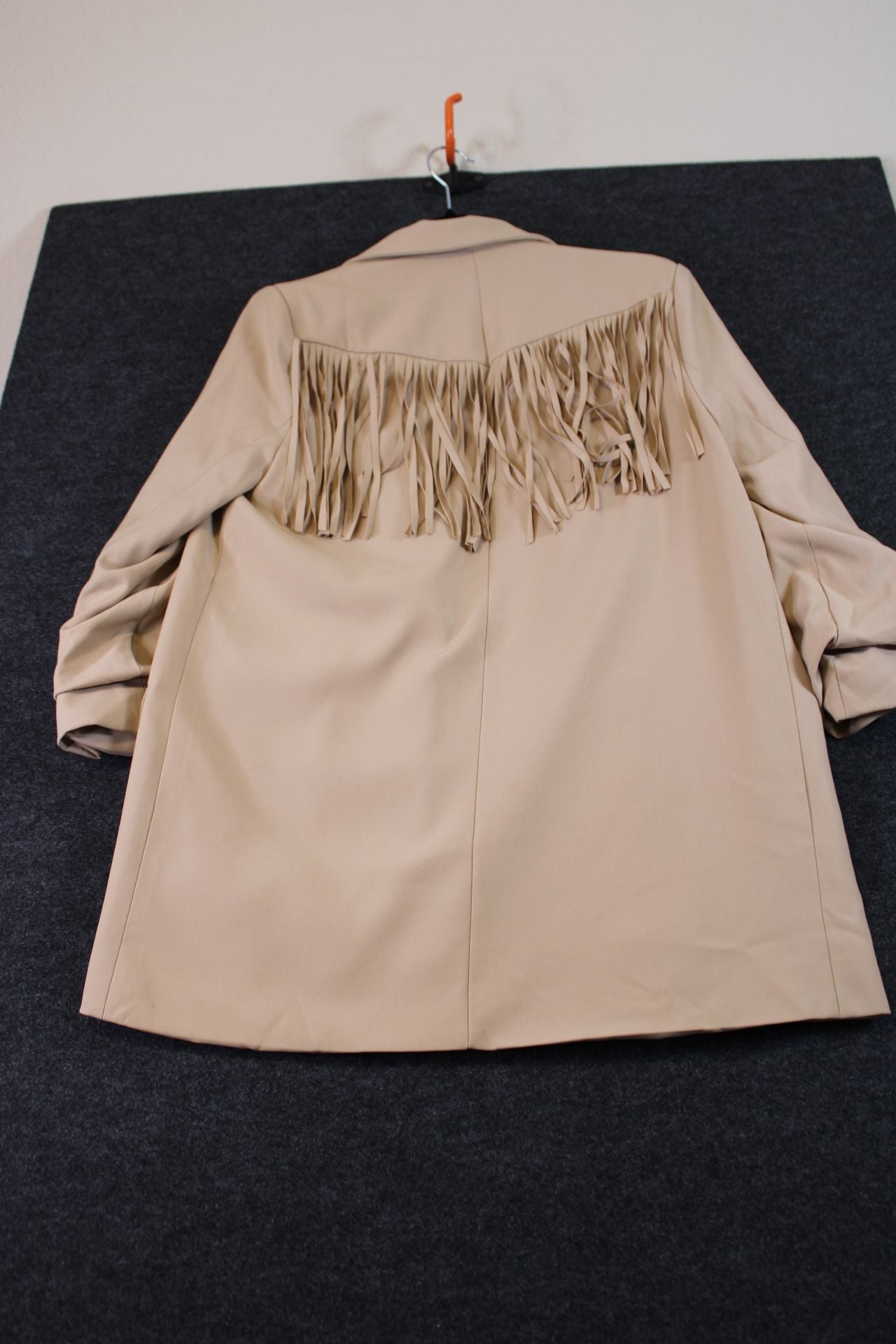 Strut & Bolt Beige Fringe Trim Blazer Jacket 11
