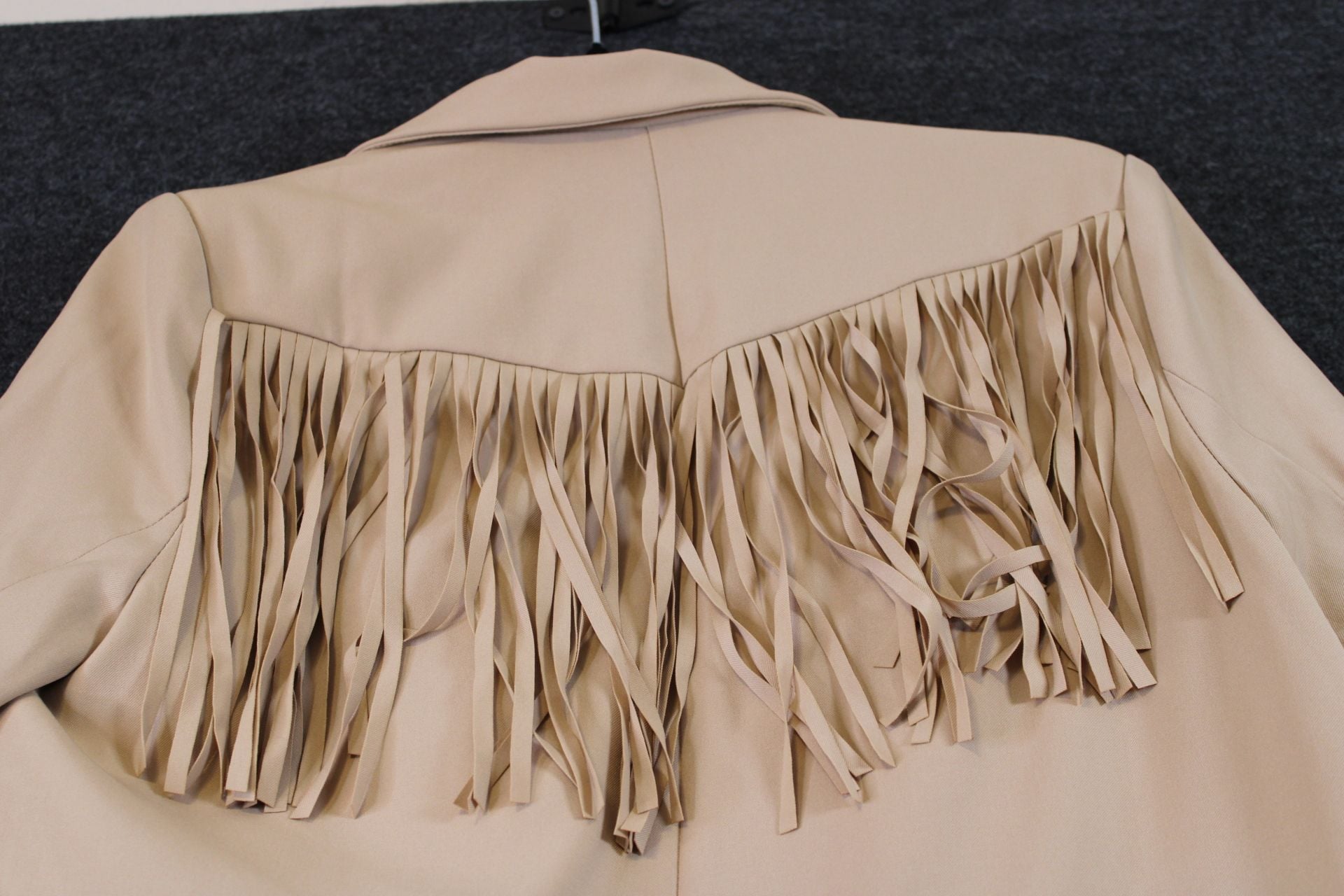 Strut & Bolt Beige Fringe Trim Blazer Jacket 12