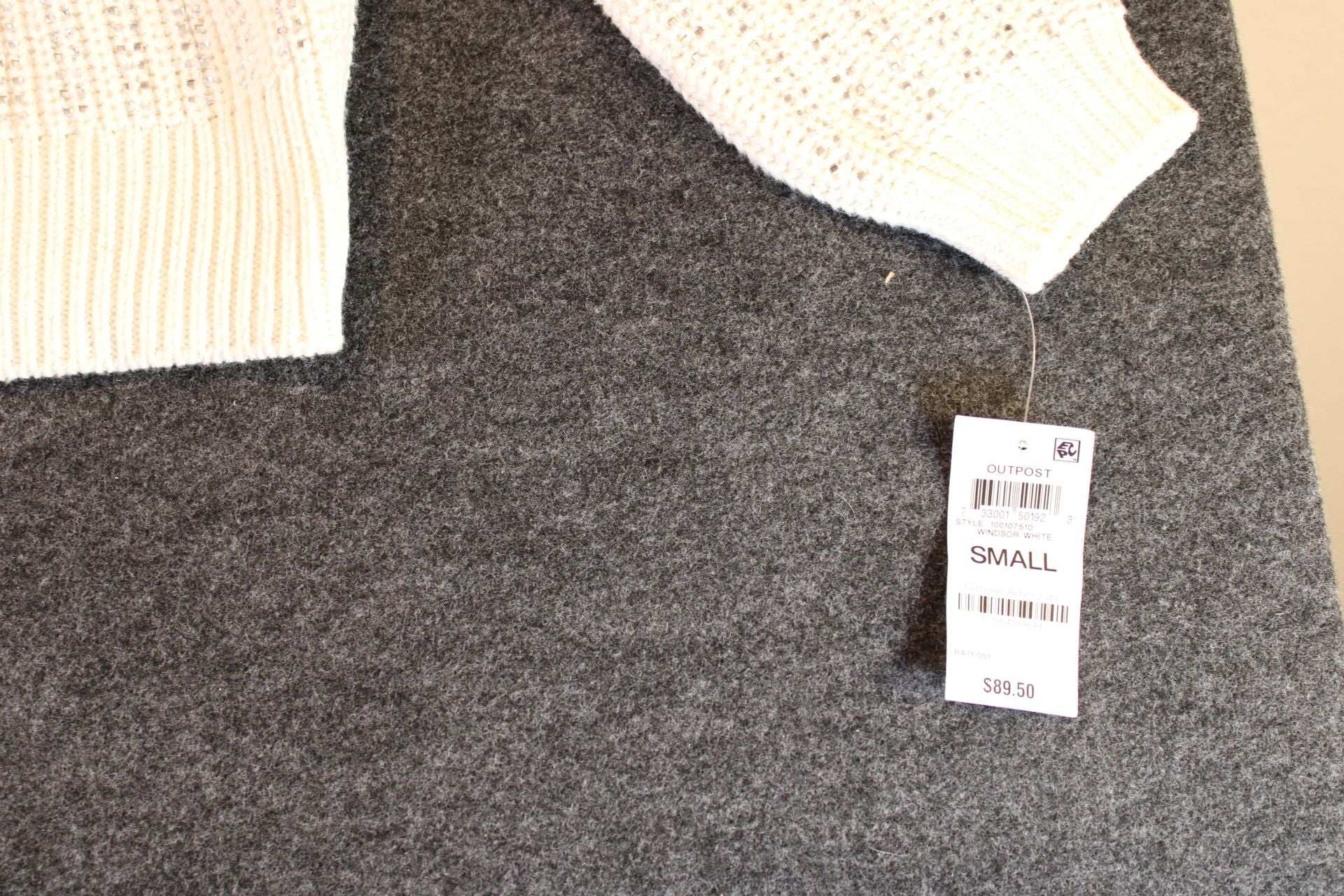 White Ribbed Knit Long Sleeve Pullover Sweater with Metallic Detail 7
