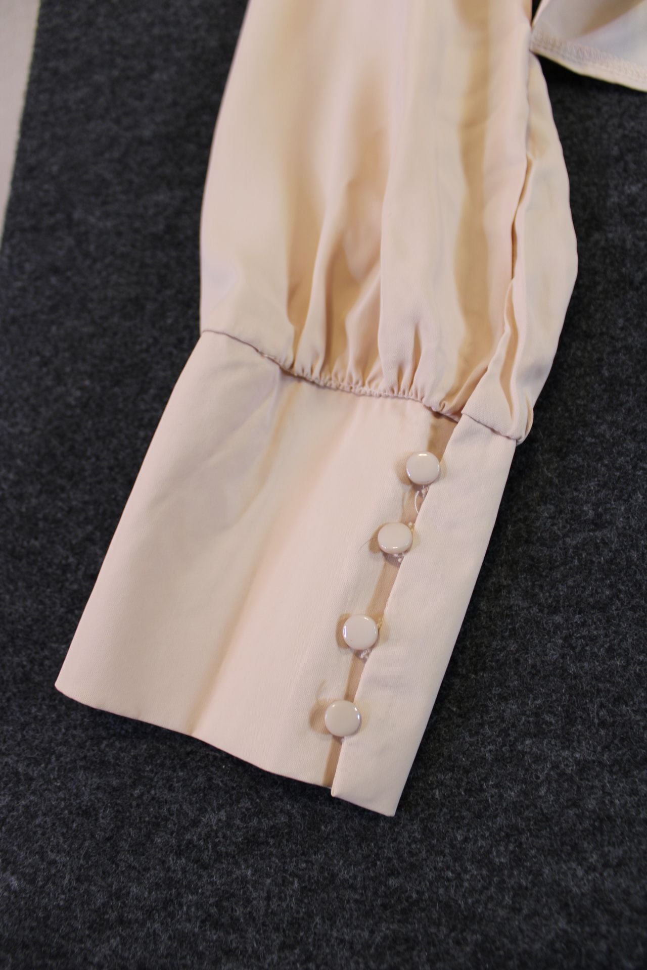 Mundefels Women's V-Neck Long Sleeve Button-Front Ruffle Peplum Top Beige 5