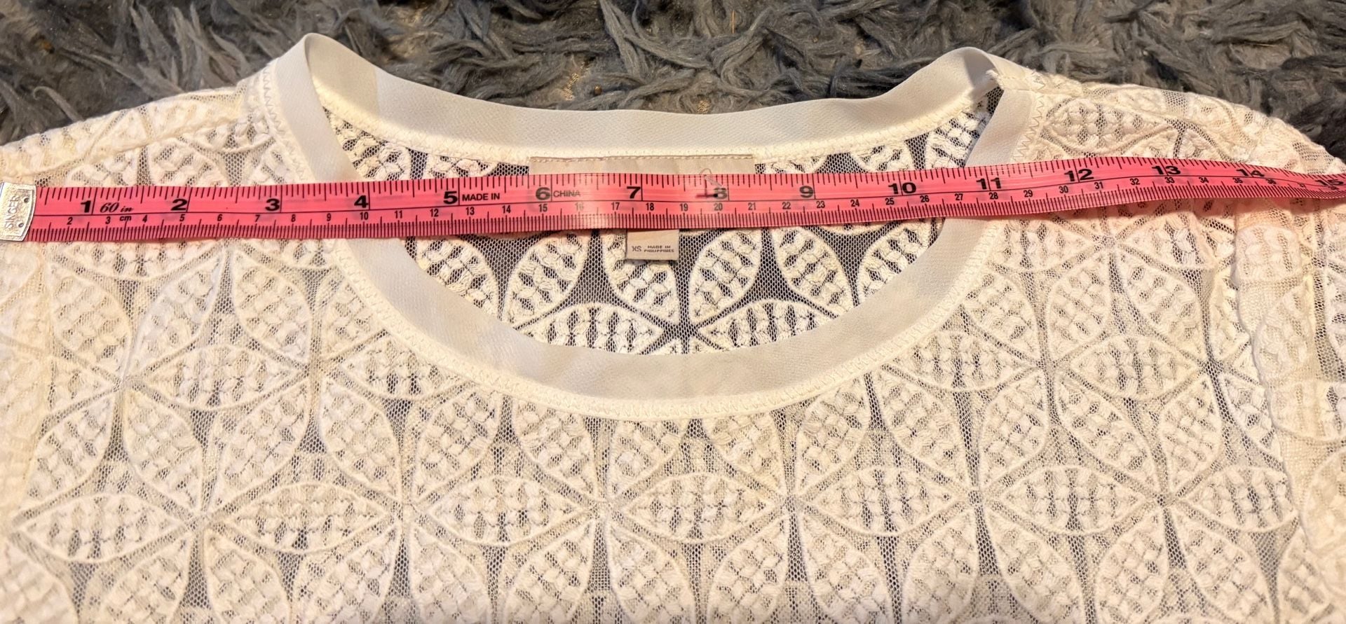 LOFT Ann Taylor White Sheer Floral Lace Short Sleeve Tee Top 7