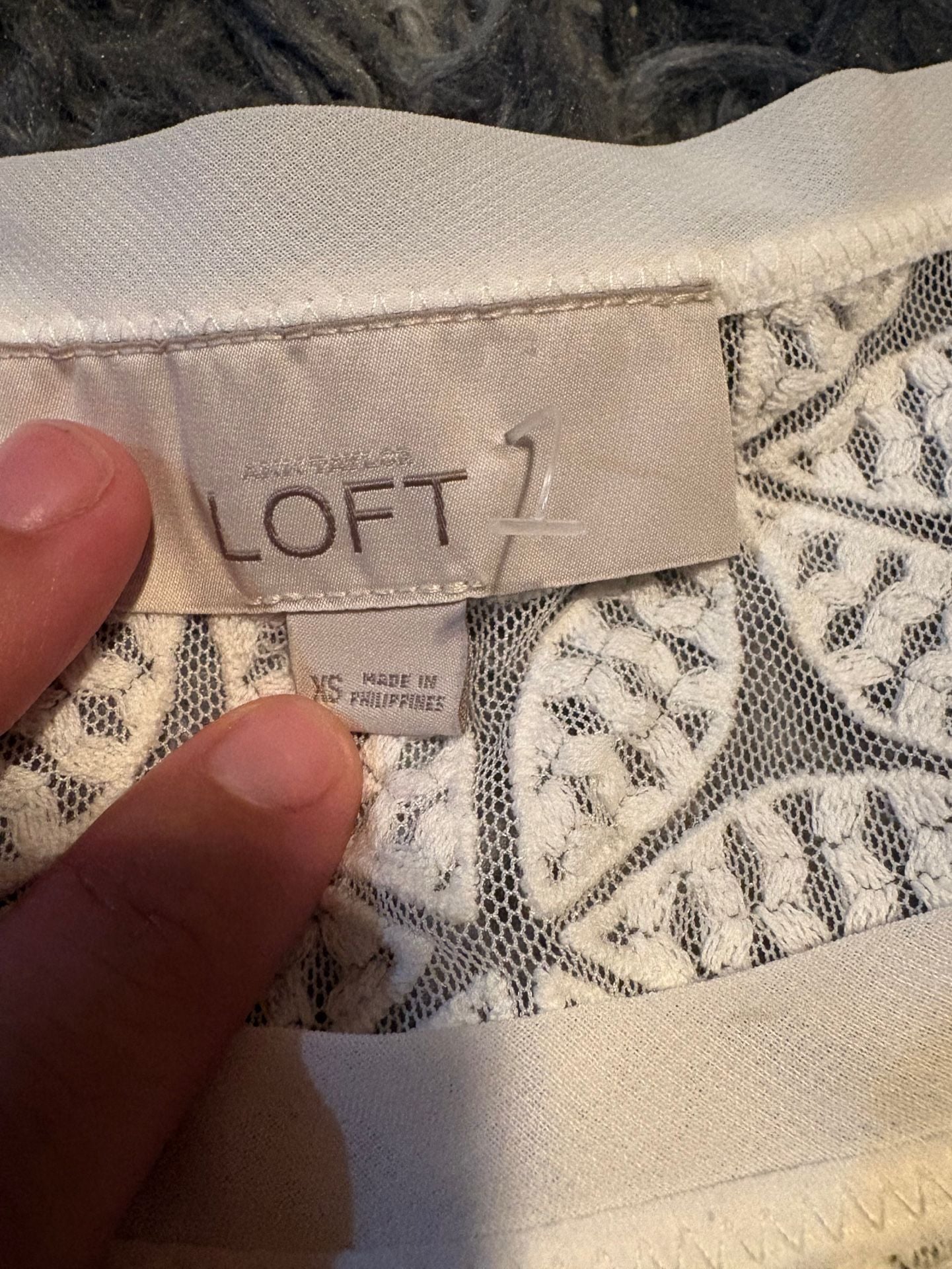 LOFT Ann Taylor White Sheer Floral Lace Short Sleeve Tee Top 8