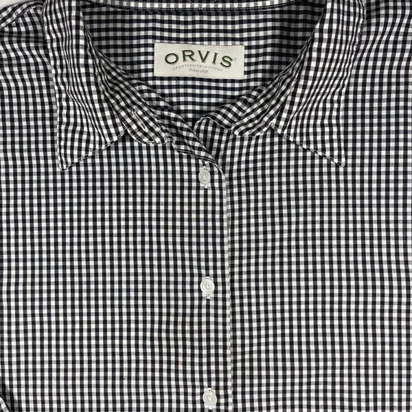 Orvis Women’s Black & White Gingham Wrinkle Free Long Sleeve Shirt Size 16