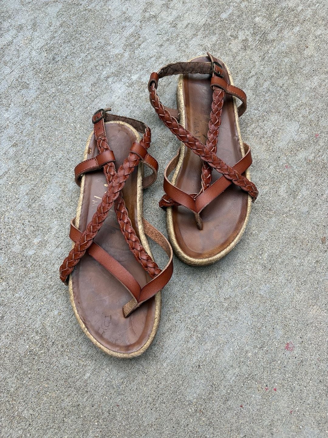 Blowfish Malibu Brown Braided Strappy Flat Sandals Women's Size 9 2