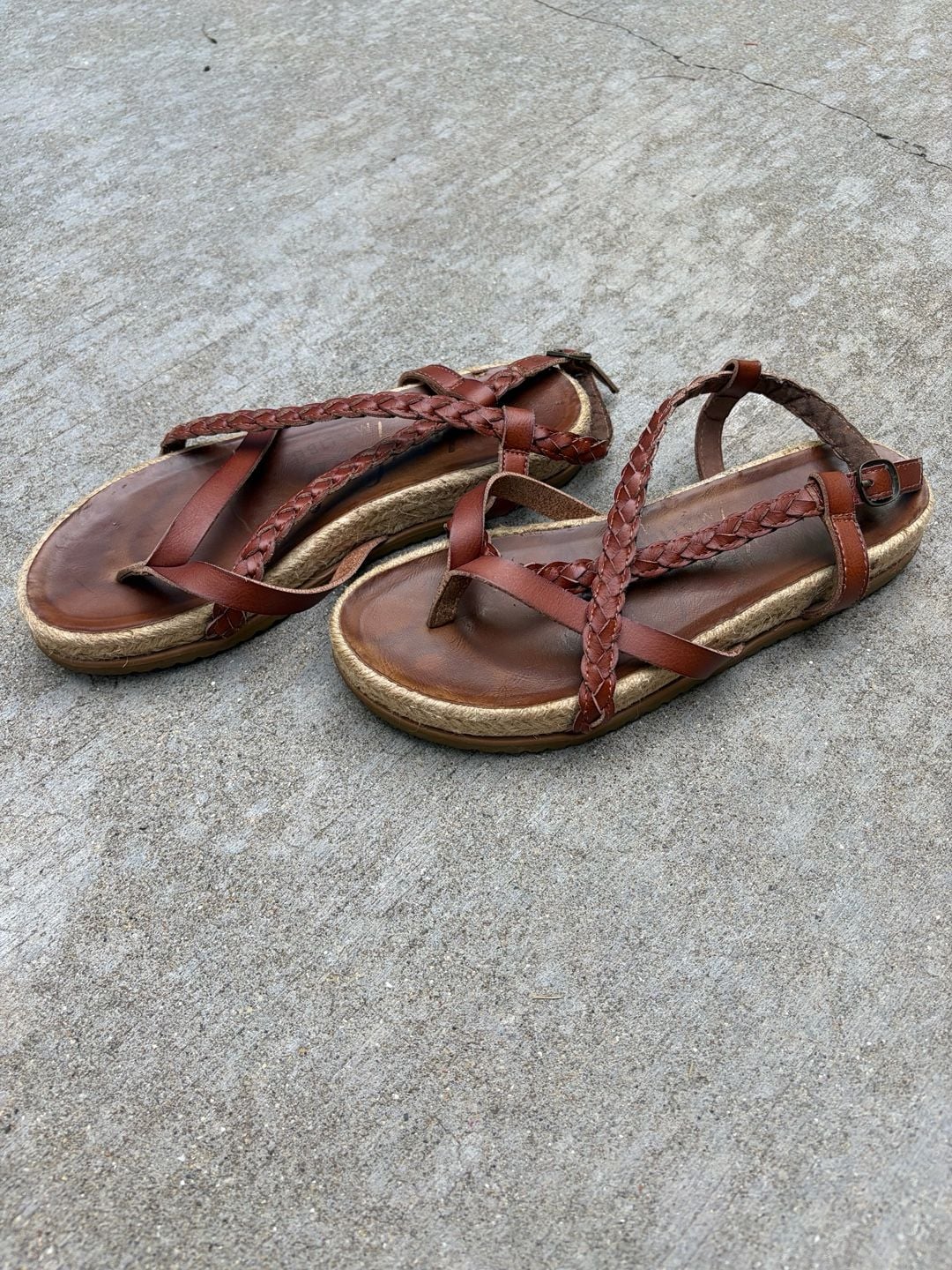 Blowfish Malibu Brown Braided Strappy Flat Sandals Women's Size 9 3