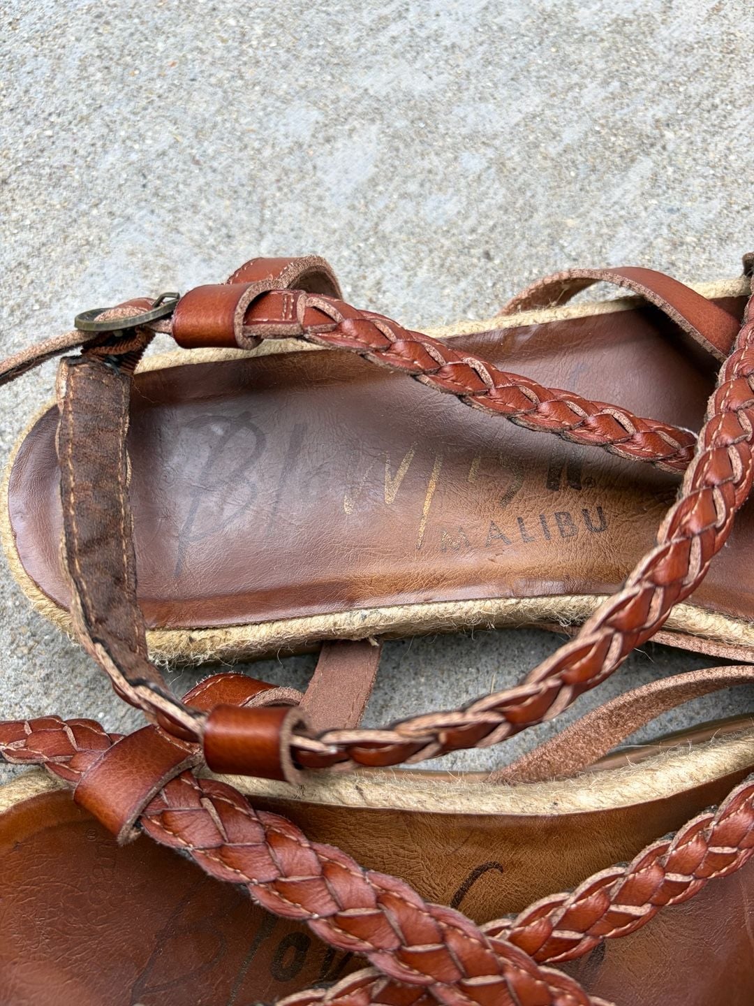 Blowfish Malibu Brown Braided Strappy Flat Sandals Women's Size 9 7