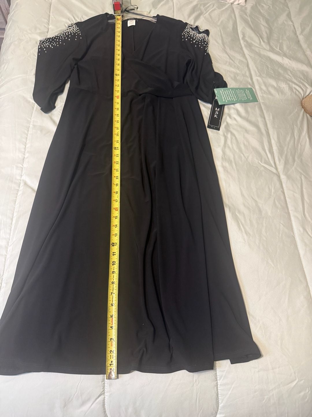 MSK Womens 3/4 Sleeve Embellished Cold-Shoulder Midi Dress Black XL 9
