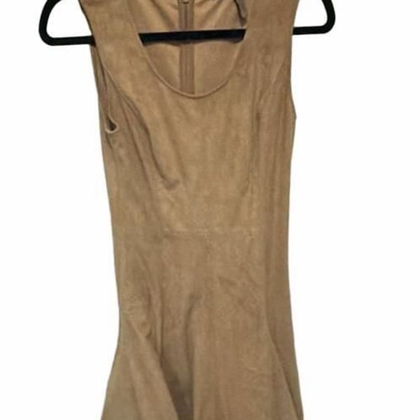 Halston Heritage Sleeveless Faux Suede A-Line Mini Dress