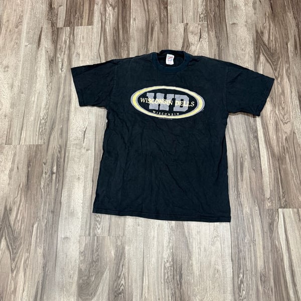Vintage Jerzees Wisconsin Dells Souvenir Graphic T-Shirt Black Size L