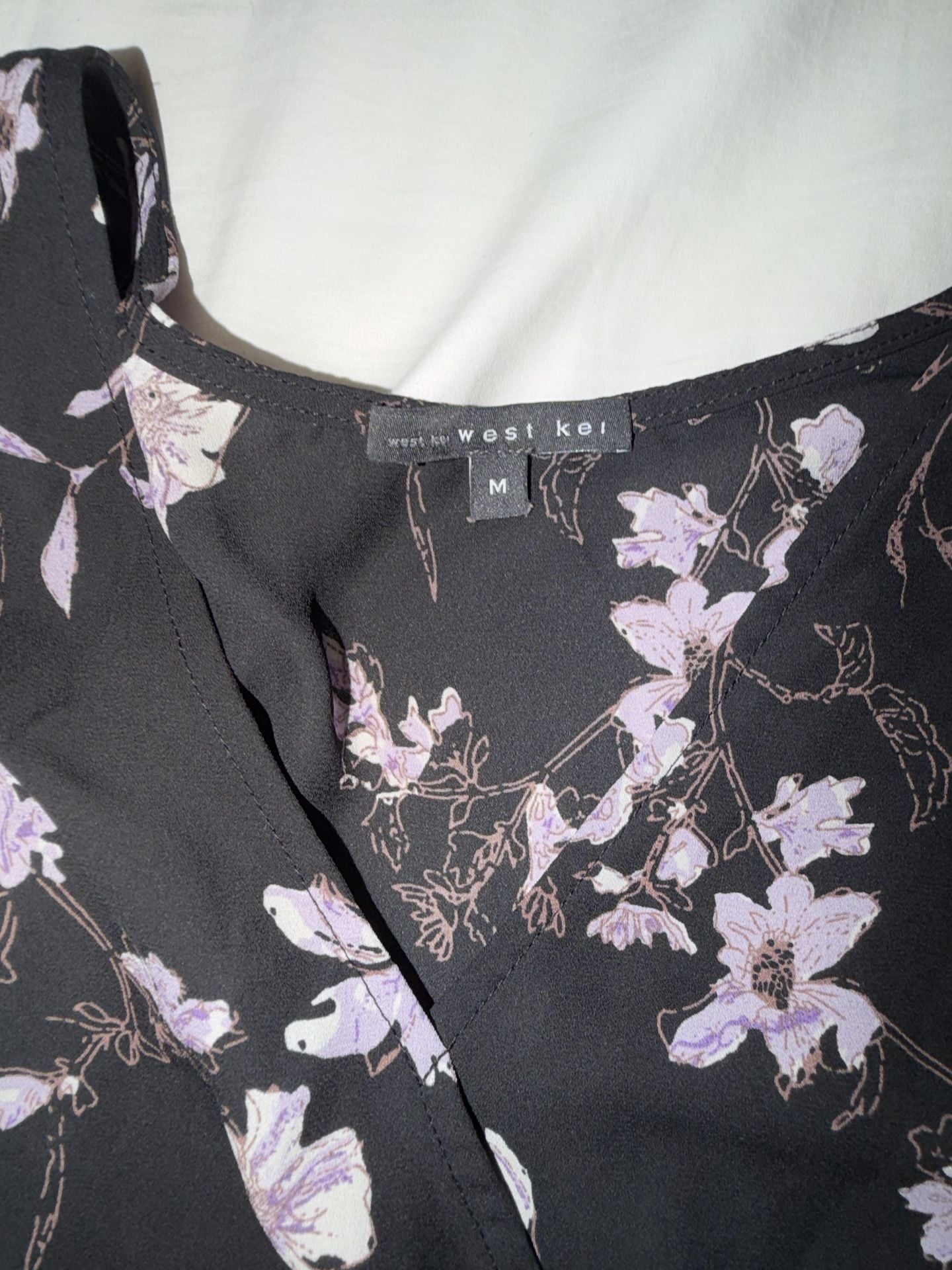 West Kei Alexa Surplice V-Neck Black Purple Floral Blouse 3